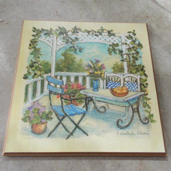 EUC, 12"x12" home decor wood plaque, signed - Picture 2 of 5